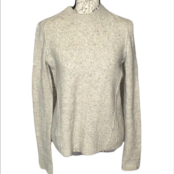 Free People Sweaters - Free People Wool Linen Blend Mock Neck Cable Knit Sweater Size M